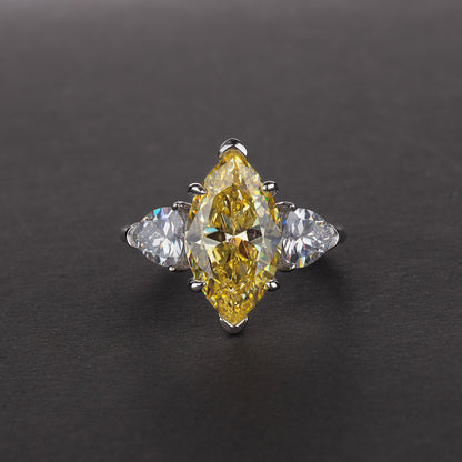 Marquise Created Diamond 925 Sterling Silver Ring