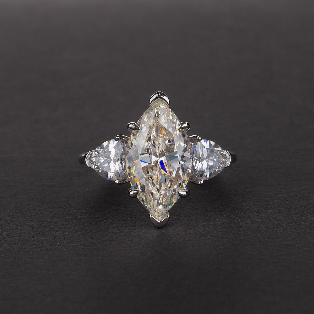 Marquise Created Diamond 925 Sterling Silver Ring