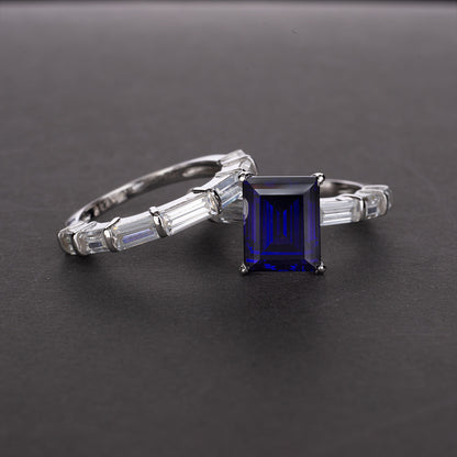 CZ Square Double 925 Sterling Silver Ring