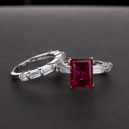 CZ Square Double 925 Sterling Silver Ring