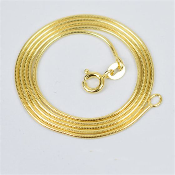 Men's 18K Yellow Gold Round Snake Chain 925 Sterling Silver Necklace