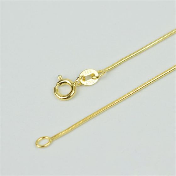 Men's 18K Yellow Gold Round Snake Chain 925 Sterling Silver Necklace