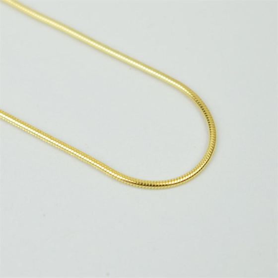 Men's 18K Yellow Gold Round Snake Chain 925 Sterling Silver Necklace