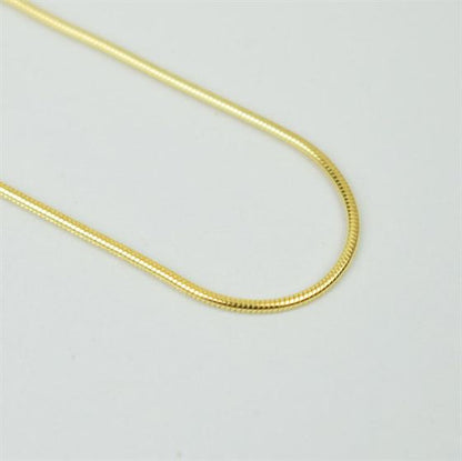 Men's 18K Yellow Gold Round Snake Chain 925 Sterling Silver Necklace