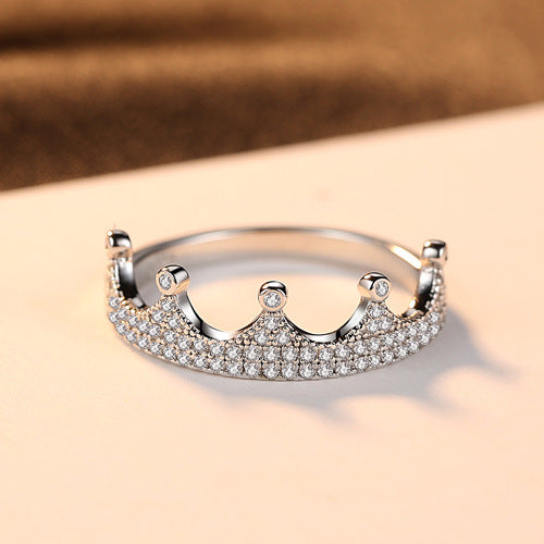 CZ Crown 925 Sterling Silver Ring Women