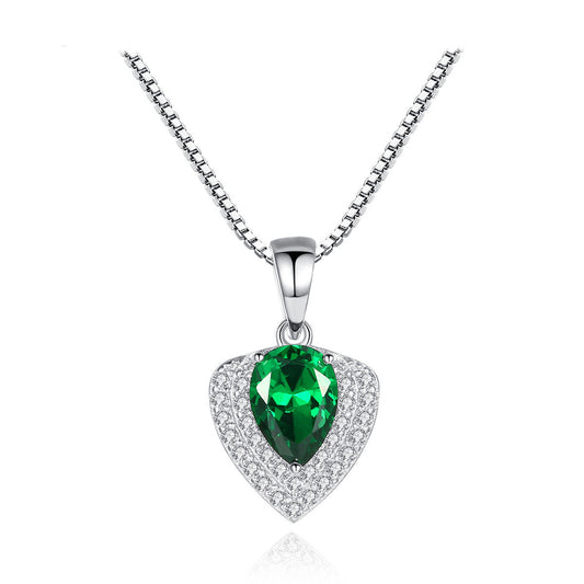 CZ Heart Waterdrop 925 Sterling Silver Necklace