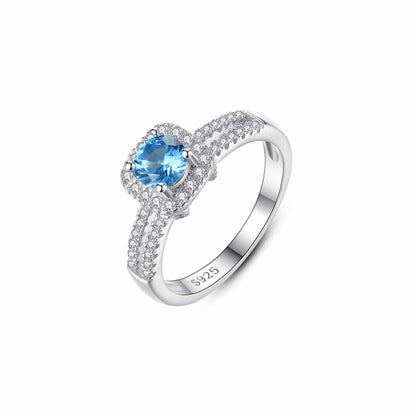 Sky Blue CZ 925 Sterling Silver Ring