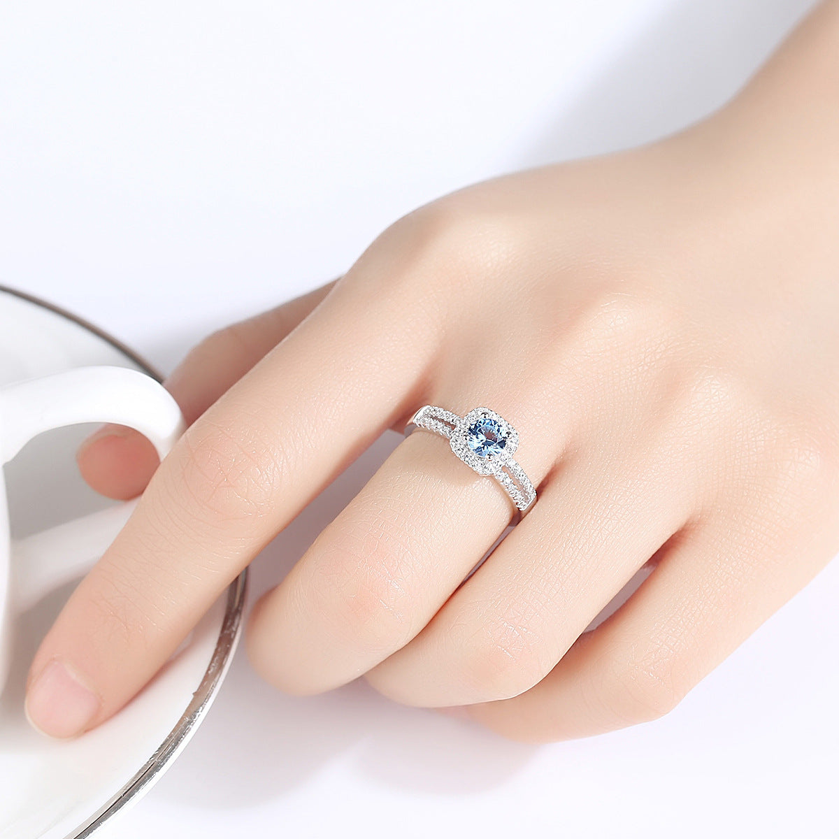 Sky Blue CZ 925 Sterling Silver Ring