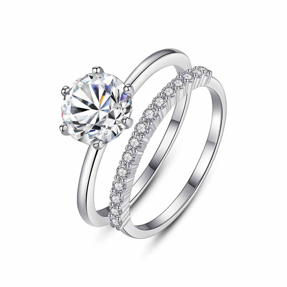 CZ Doulbe Layer 925 Sterling Silver Stackable Ring