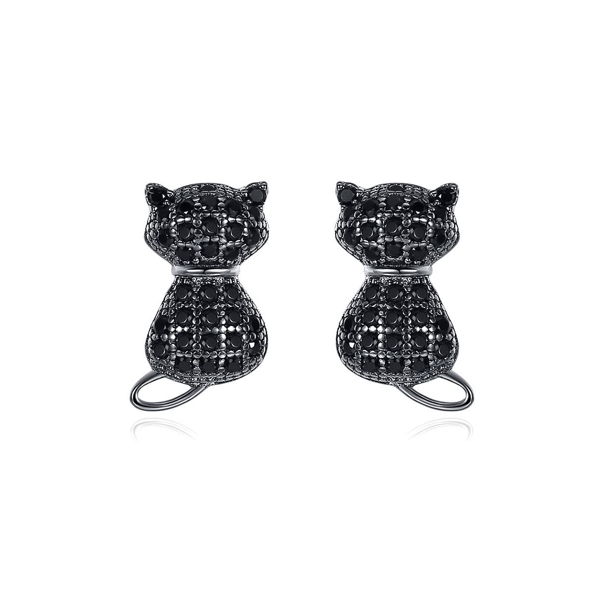 CZ Cat 925 Sterling Silver Stud Earrings