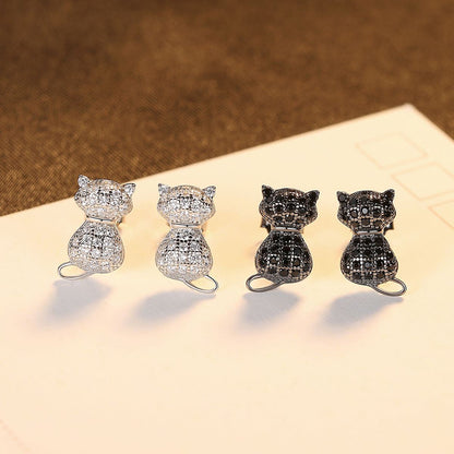 CZ Cat 925 Sterling Silver Stud Earrings