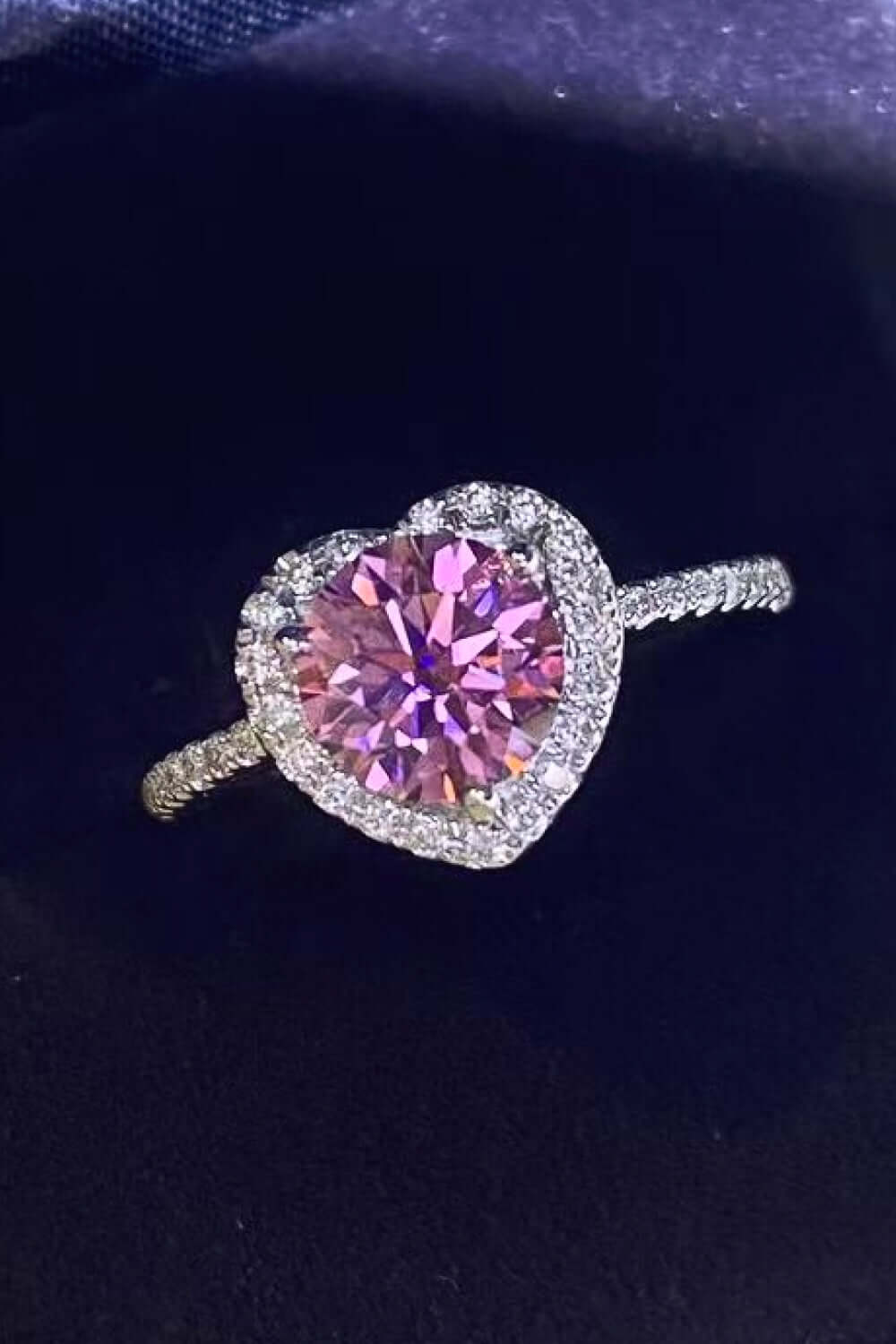 Lifelong Journey 1 Carat Moissanite Pink Heart Ring