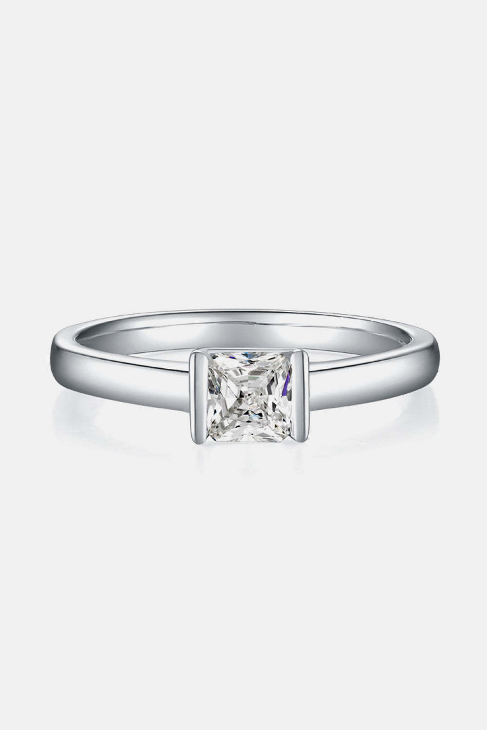 Moissanite 925 Sterling Silver Low Set Solitaire Ring