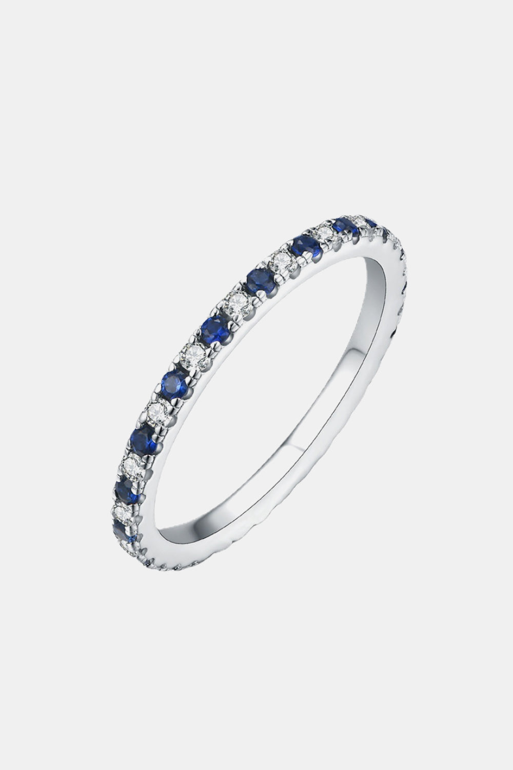 Moissanite Lab-Grown Sapphire Half-Eternity Ring