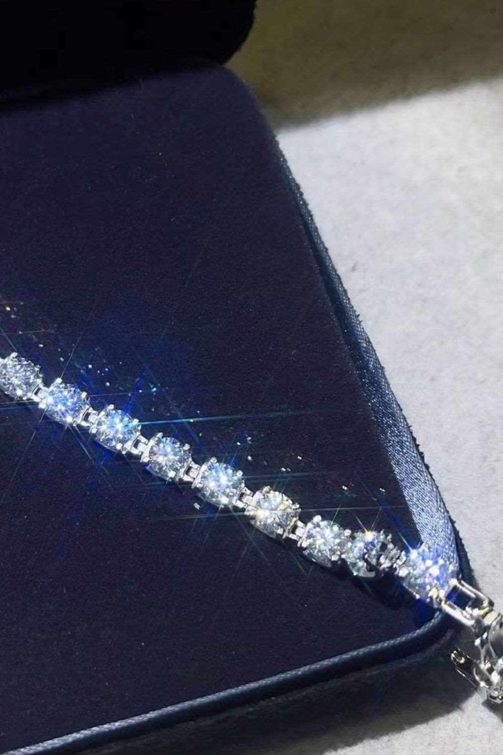 10 Carat Moissanite Platinum-Plated Tennis Bracelet