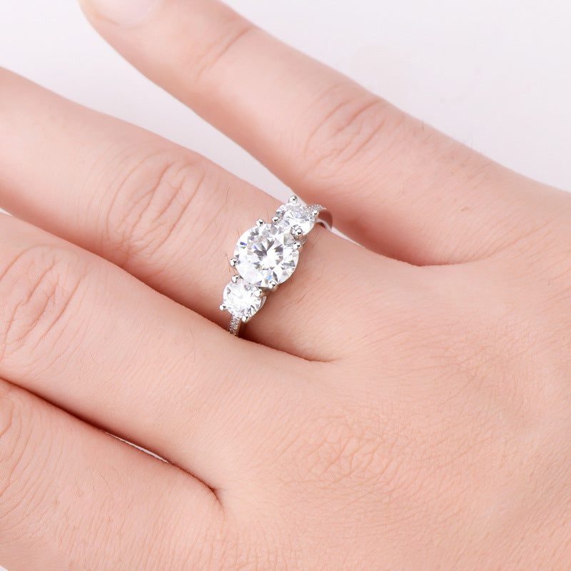 3 Carat Moissanite Triple Stone Ring