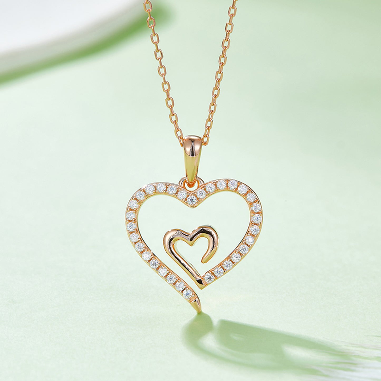 Double Heart Moissanite Pendant Necklace