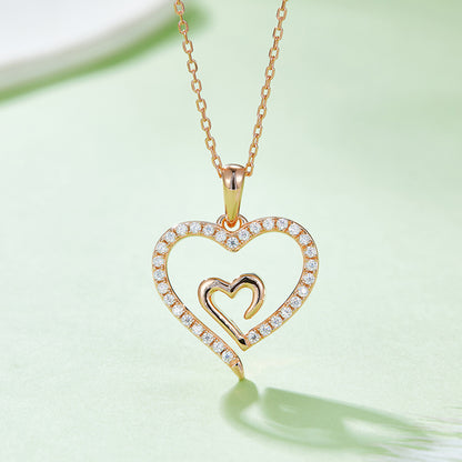 Double Heart Moissanite Pendant Necklace