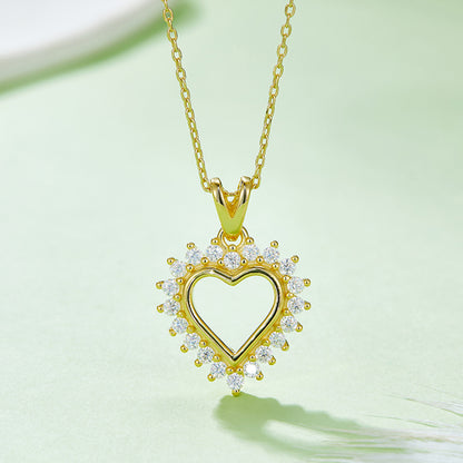 Classy Moissanite Heart Pendant Necklace