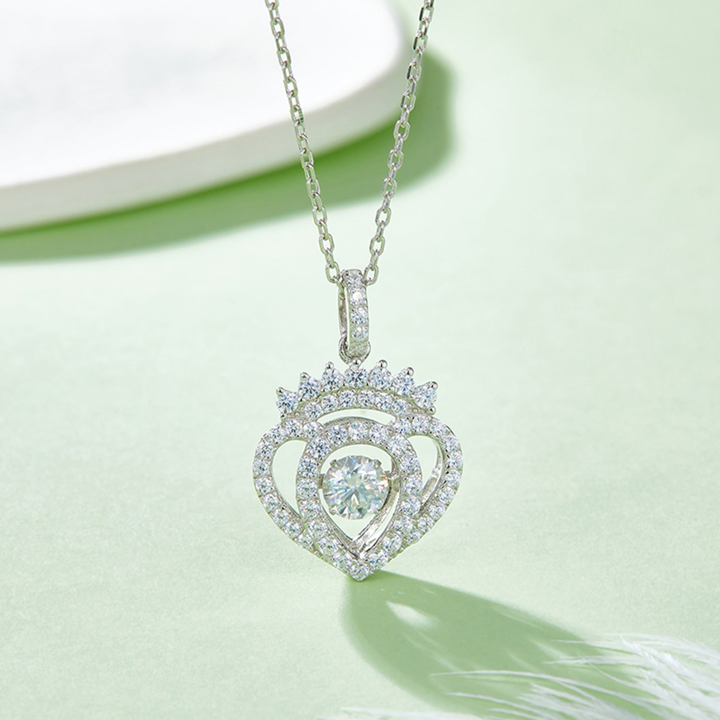 Moissanite Crown Heart Necklace