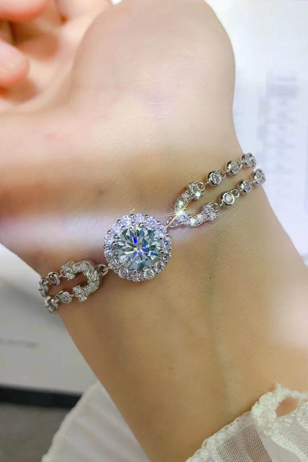 Stunning 2 Carat Moissanite Double-Layered Bracelet