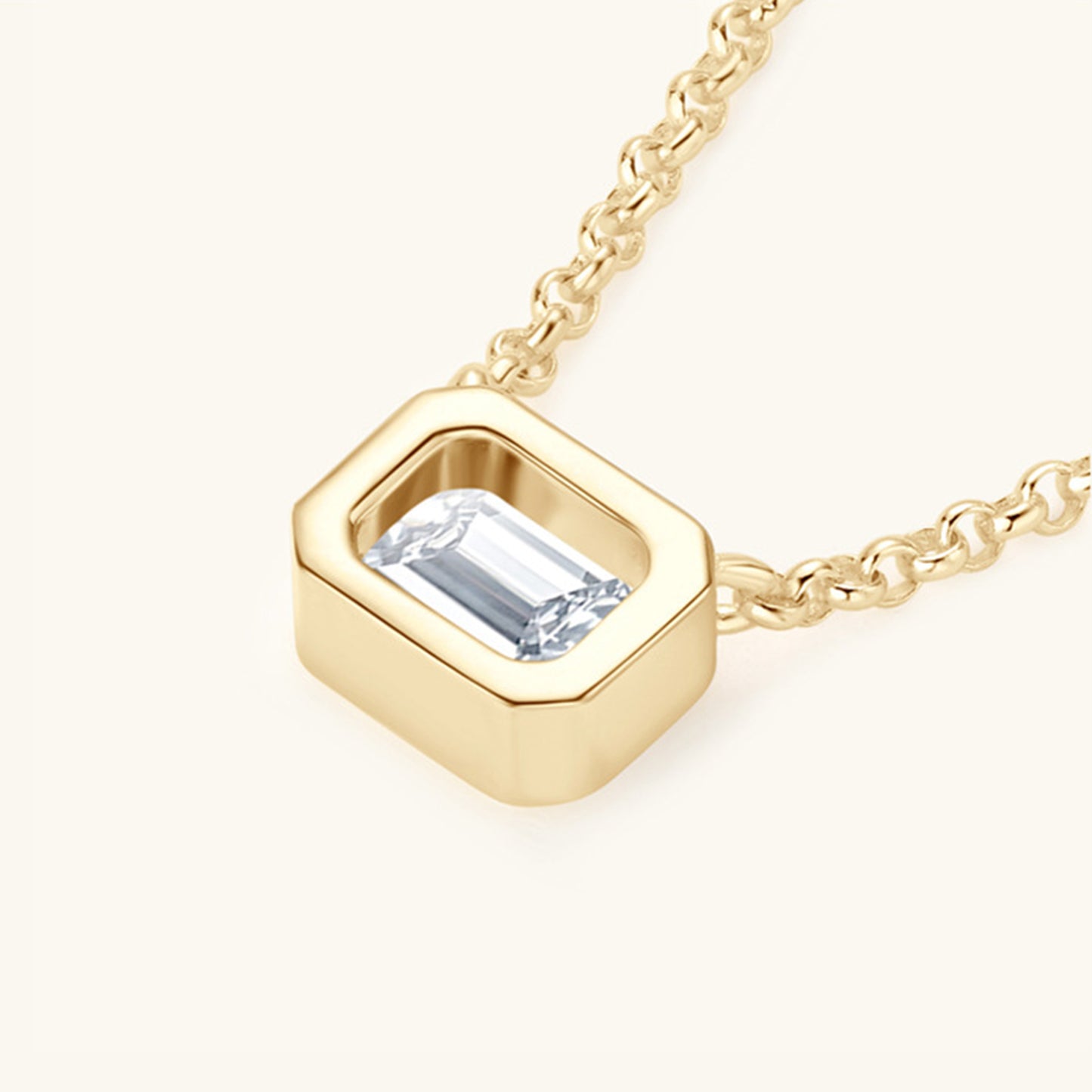 1 Carat Moissanite Emerald Cut Pendant Necklace