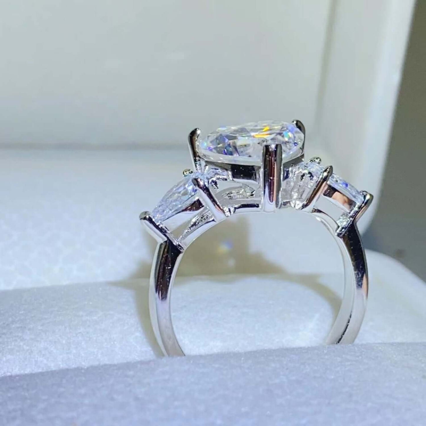 3 Carat Moissanite Heart with Side Stones Ring