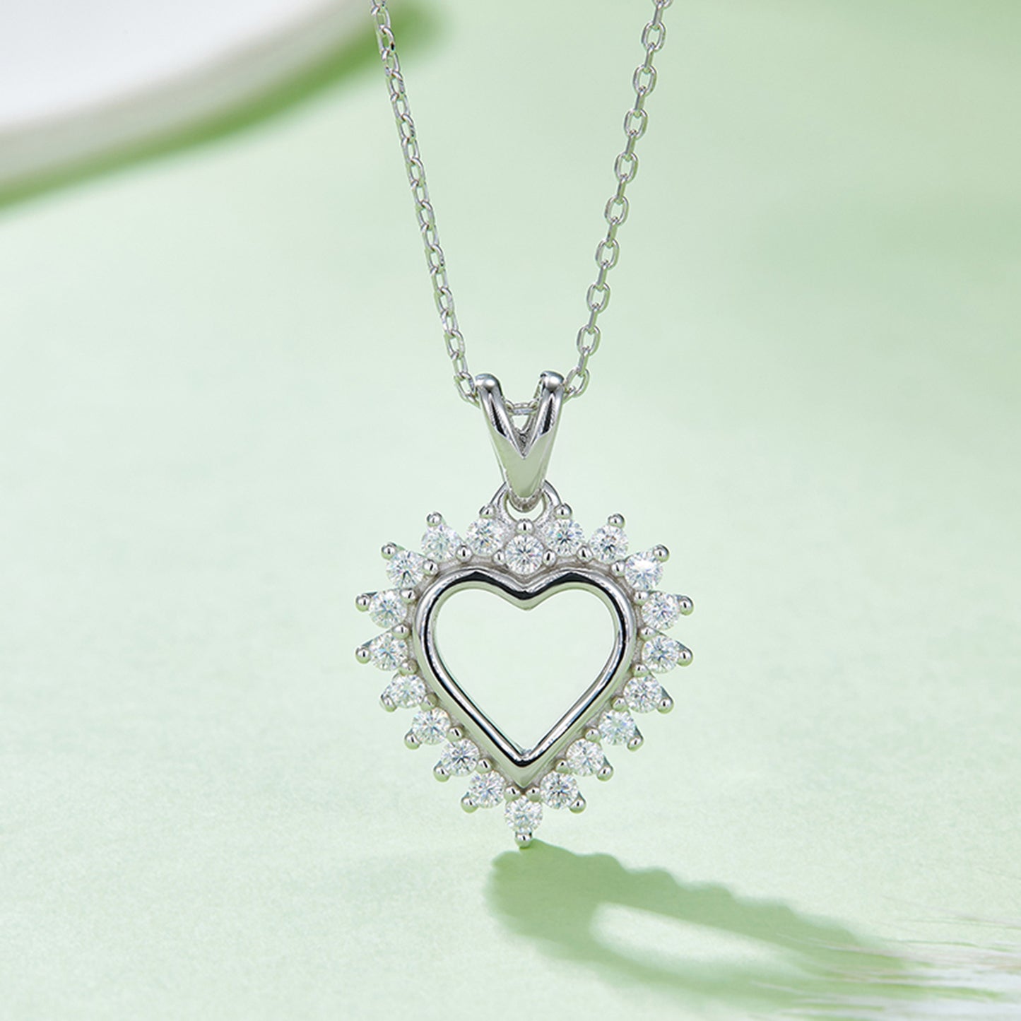 Classy Moissanite Heart Pendant Necklace