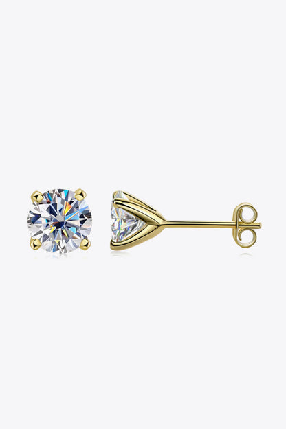 925 Sterling Silver Classic 1 Carat Moissanite 4-Prong Stud Earrings