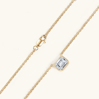 1 Carat Moissanite Emerald Cut Pendant Necklace