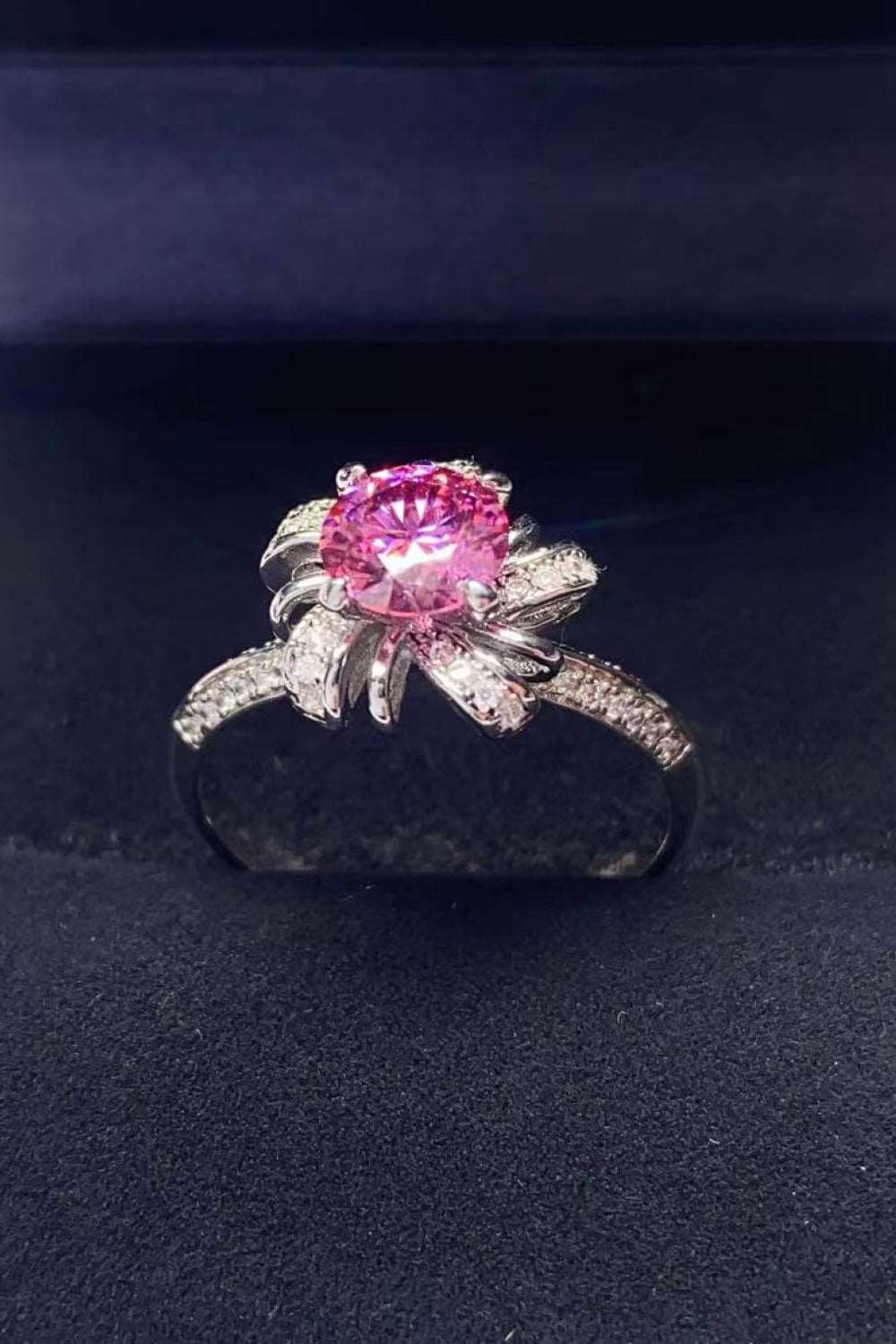 1 Carat Pink Moissanite Flower-Shaped Ring