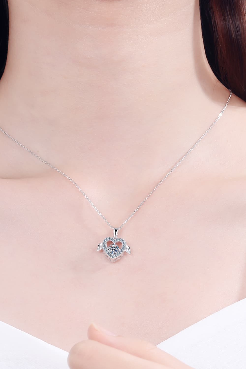 Angel Heart Moissanite 925 Sterling Silver Necklace