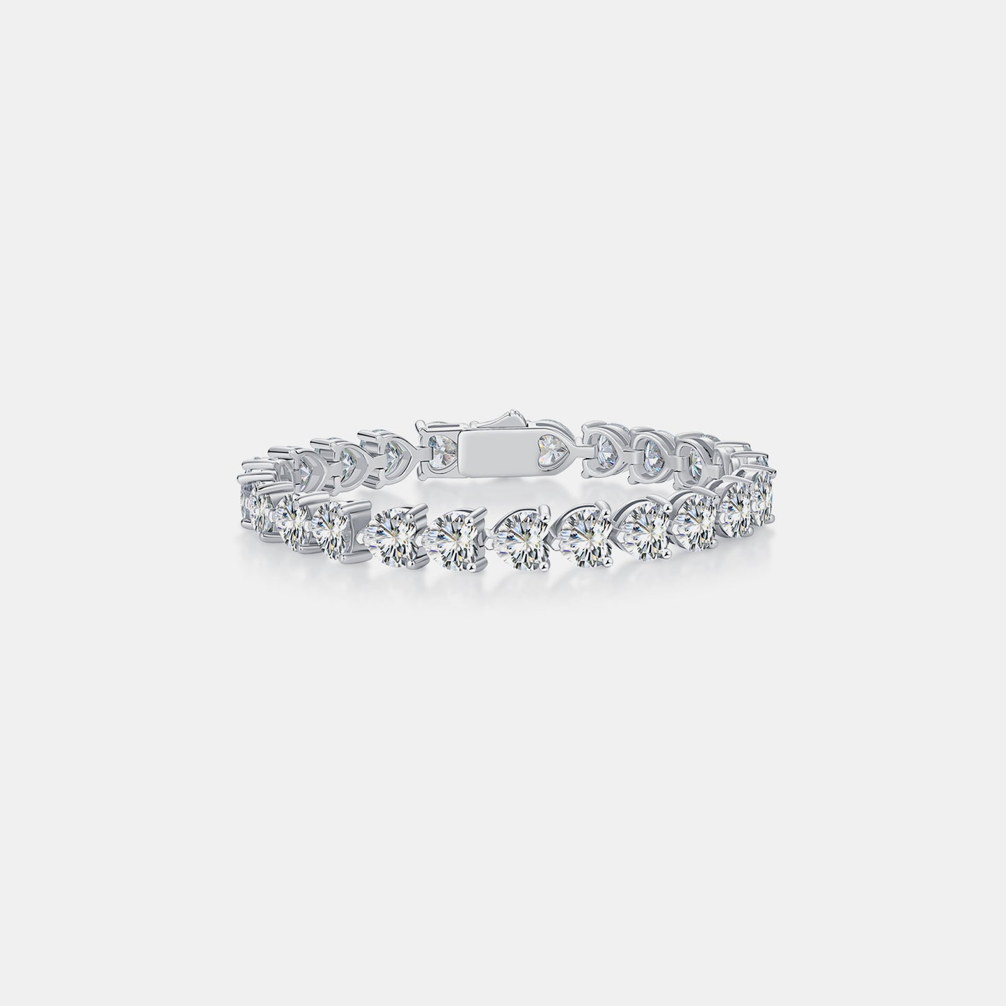 24 Carat Moissanite 925 Sterling Silver Heart Tennis Bracelet