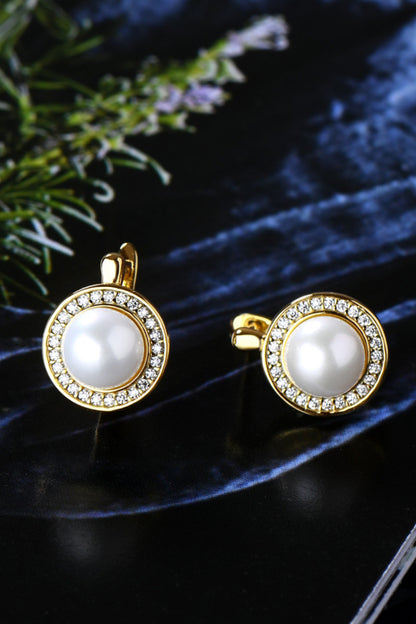 Moissanite and Pearl 925 Sterling Silver Earrings