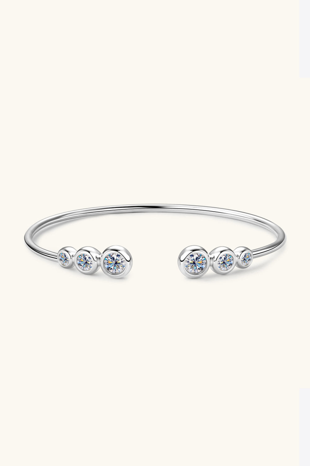 1.8 Carat Moissanite 925 Sterling Silver Open Cuff Bracelet