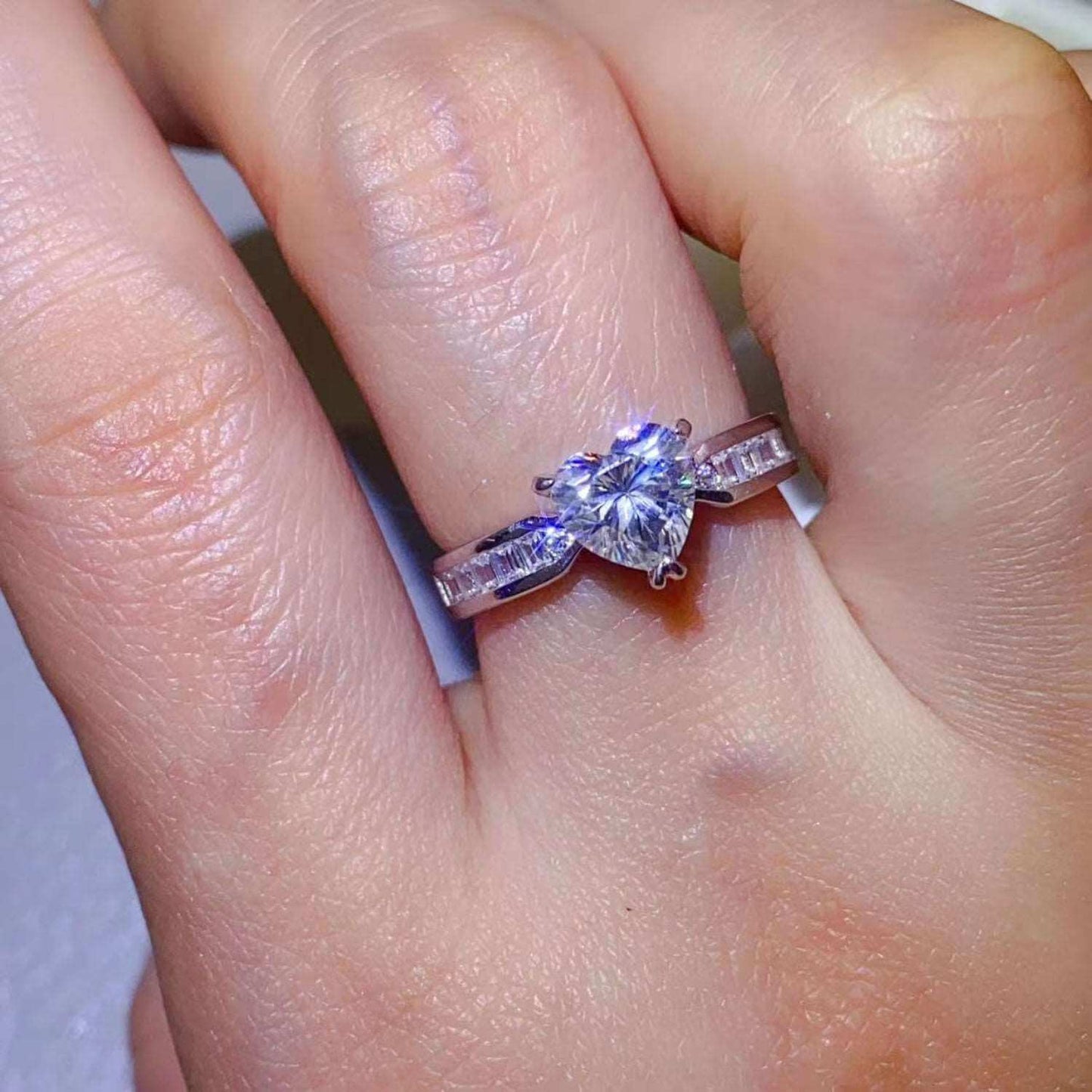 1 Carat Moissanite Heart Ring