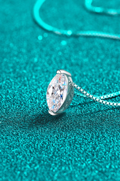 Pear Shaped Solitare 1 Carat Moissanite 925 Sterling Silver Necklace