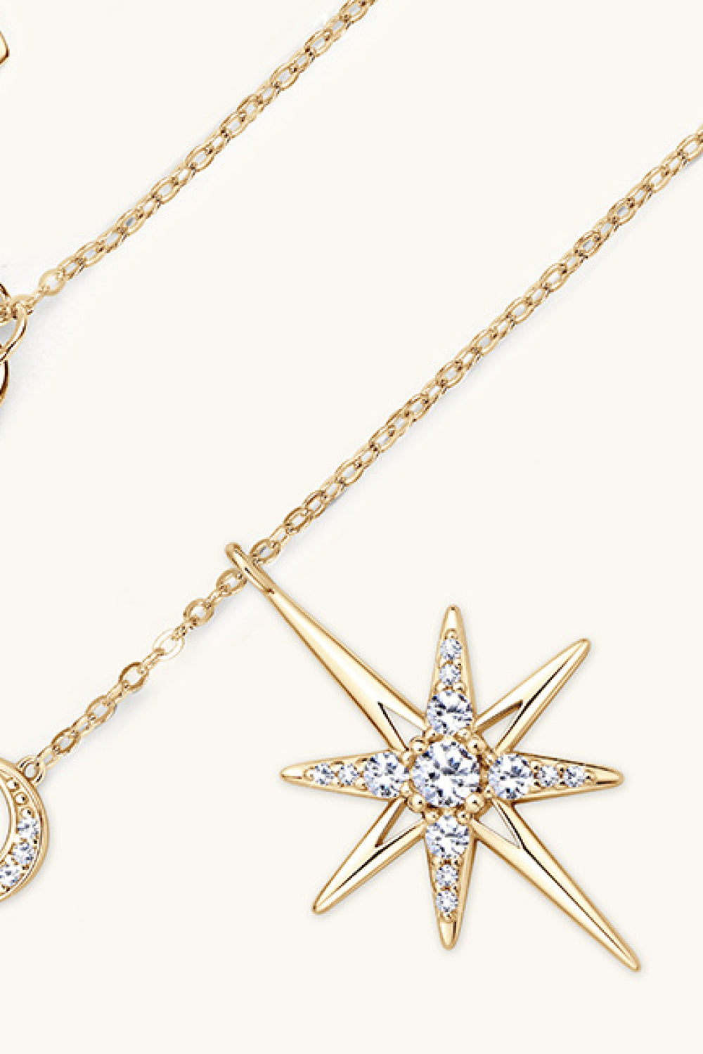 Stunning Celestial Star and Moon Moissanite Necklace