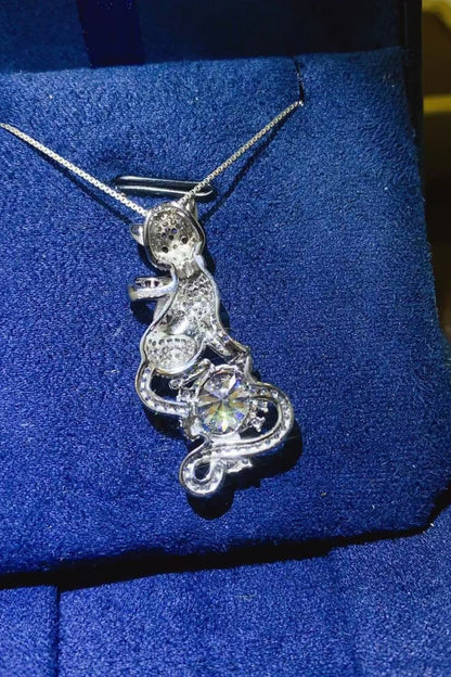 2 Carat Moissanite Cat Necklace