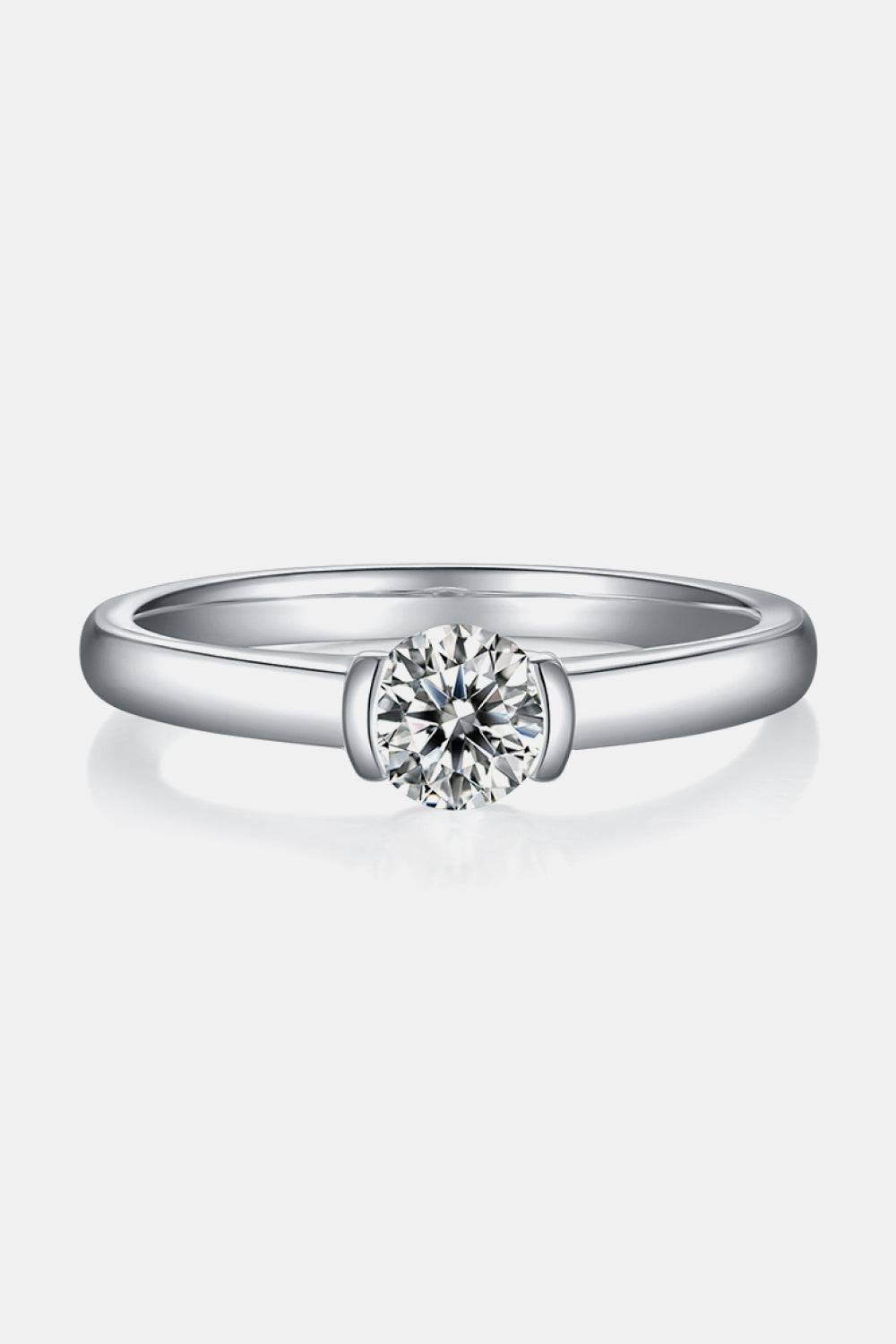 Moissanite 925 Sterling Silver Low Set Solitaire Ring