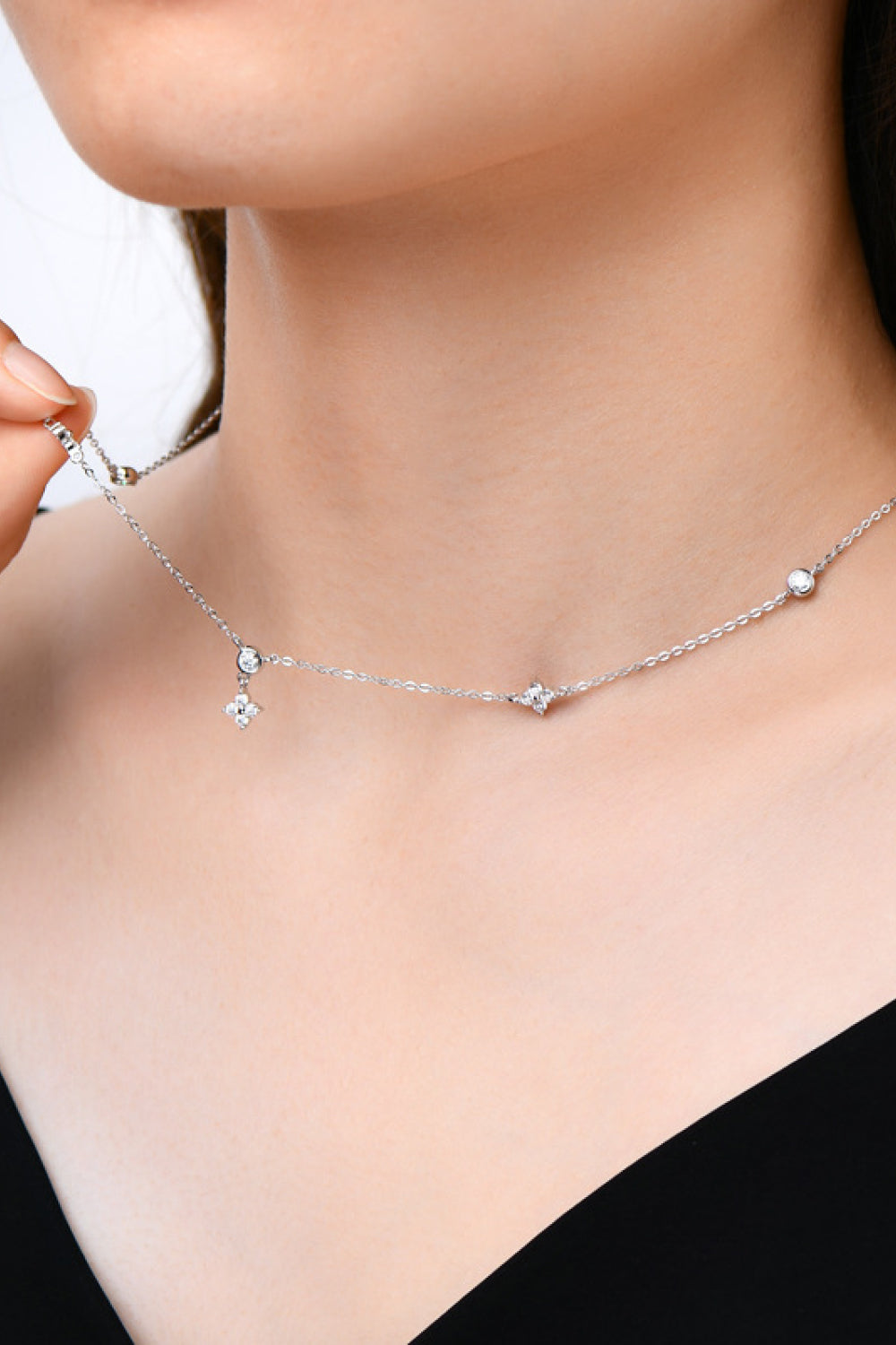 Multi-Stone Classic Moissanite 925 Sterling Silver Necklace