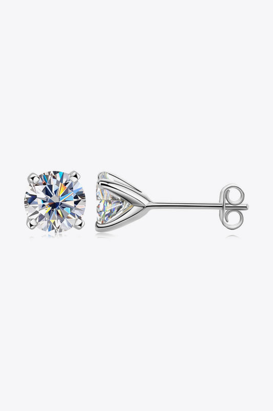 925 Sterling Silver Classic 1 Carat Moissanite 4-Prong Stud Earrings