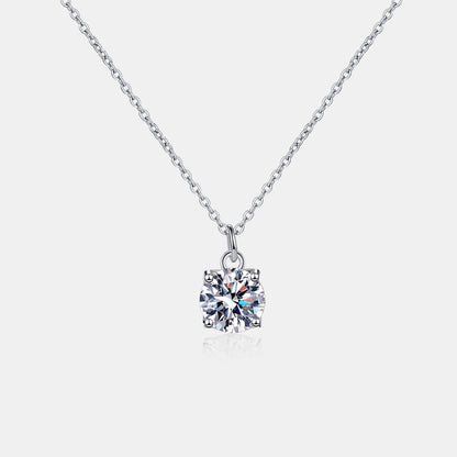 1 Carat Solitare Moissanite 925 Sterling Silver Necklace