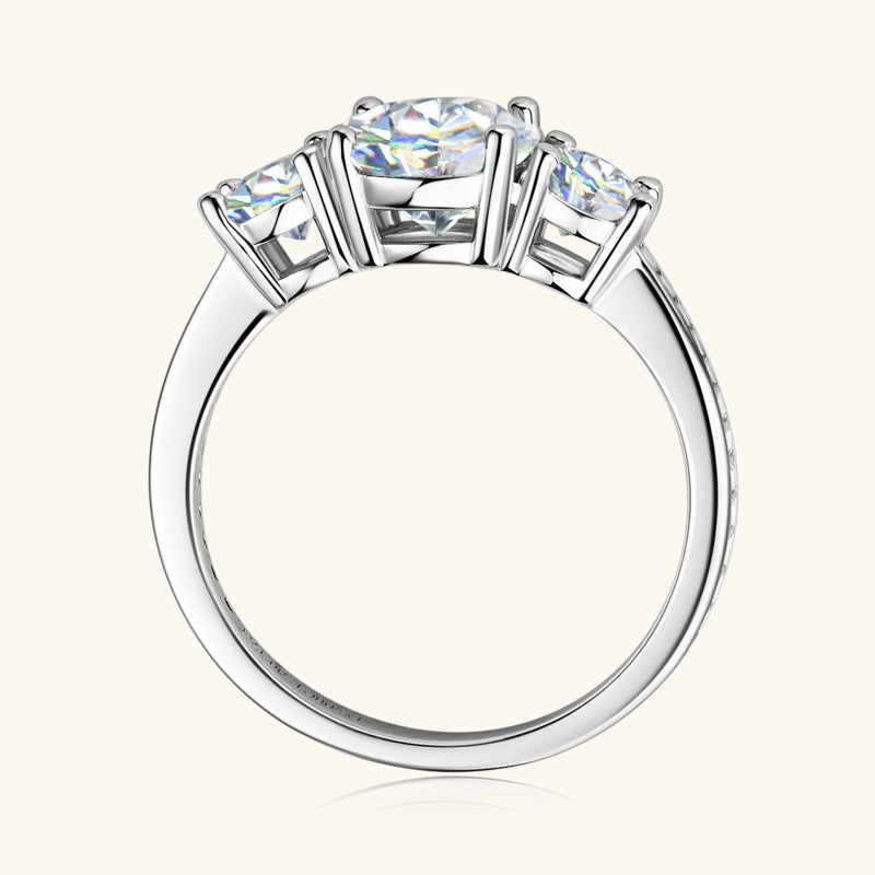 3 Carat Moissanite Triple Stone Ring