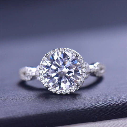 3 Carat Round Halo Moissanite Ring