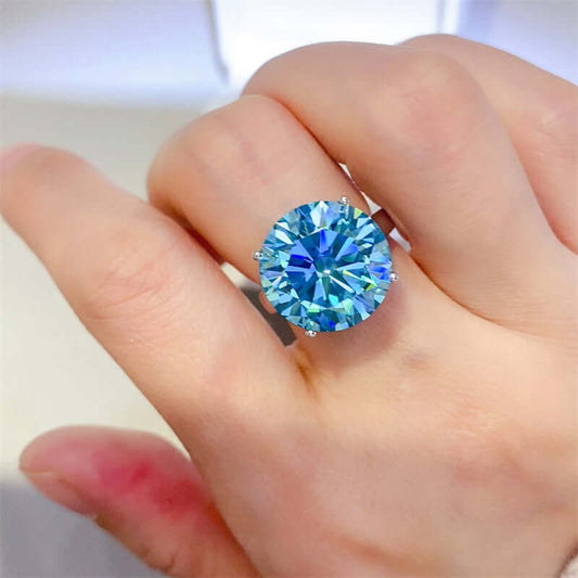 5 Carat Sky Blue Moissanite 925 Sterling Silver Ring