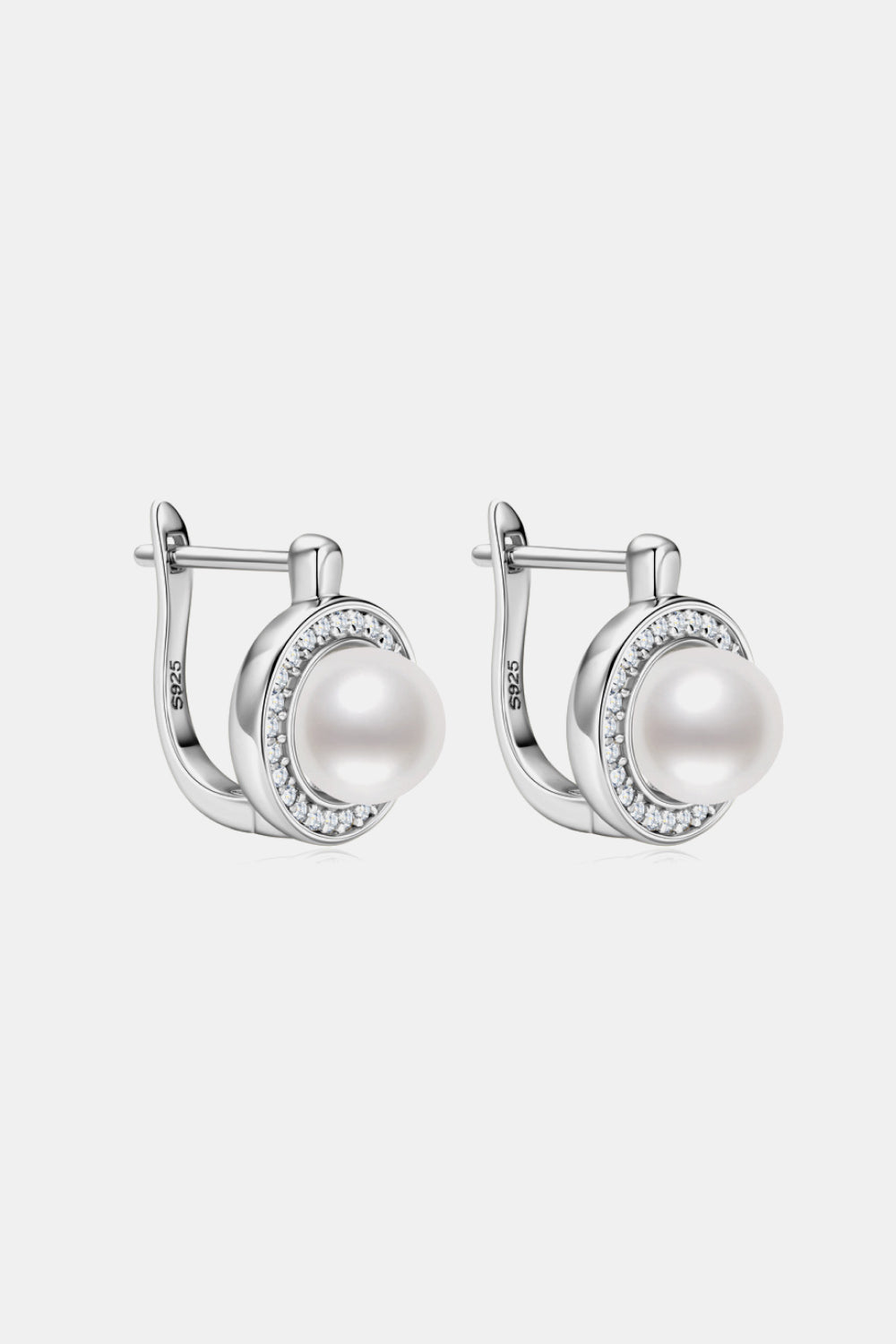 Moissanite and Pearl 925 Sterling Silver Earrings