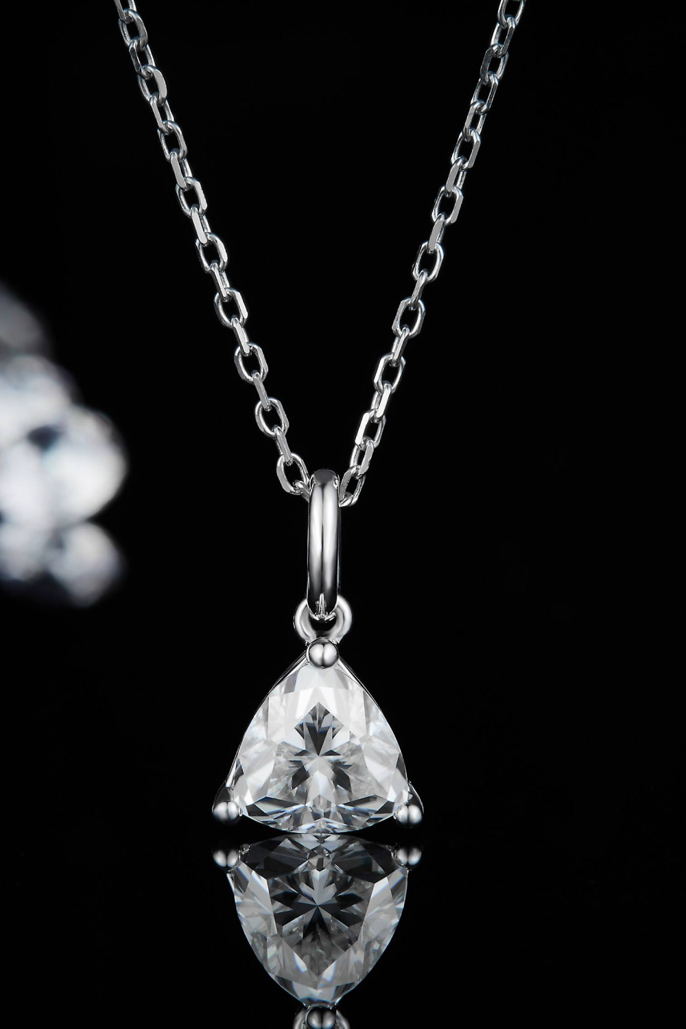 Sparkling Triangle Moissanite Pendant 925 Sterling Silver Necklace