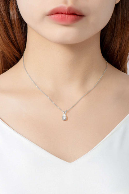 1.5 Carat Teardrop Moissanite Pendant 925 Sterling Silver Necklace