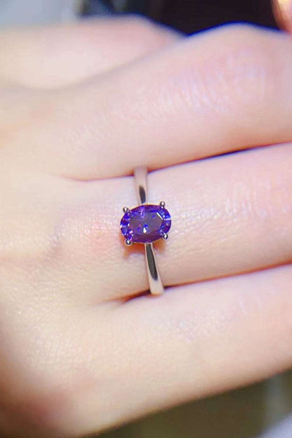 1 Carat Purple Moissanite 4-Prong Solitaire Ring